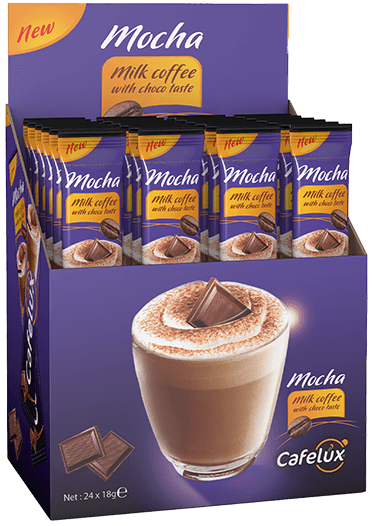 Mocha Milk Coffee With Chocolate Box